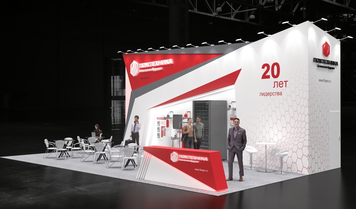 Exhibition stand design Pozhtehnika, Firepro, Дизайн выставочного стенда Пожтехника, oxsiondesign