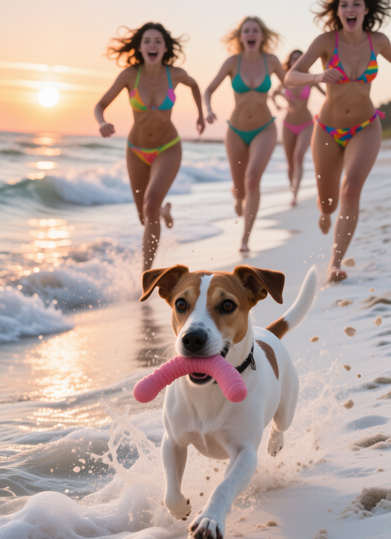 Dog runs with a dildo in its mouth, Собака бежит с dildo в пасти, oxsiondesign