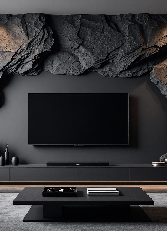 Interior with stone wall, Интерьер с каменной стеной