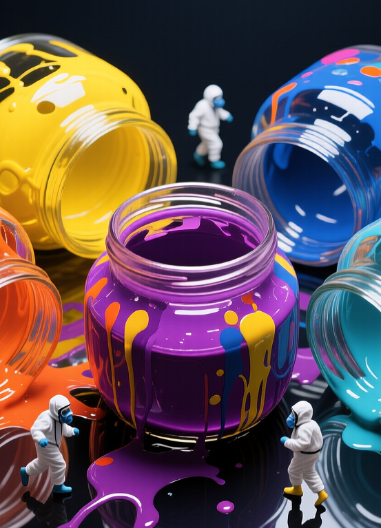 Spilled cans of paint, Пролитые банки с краской, oxsiondesign