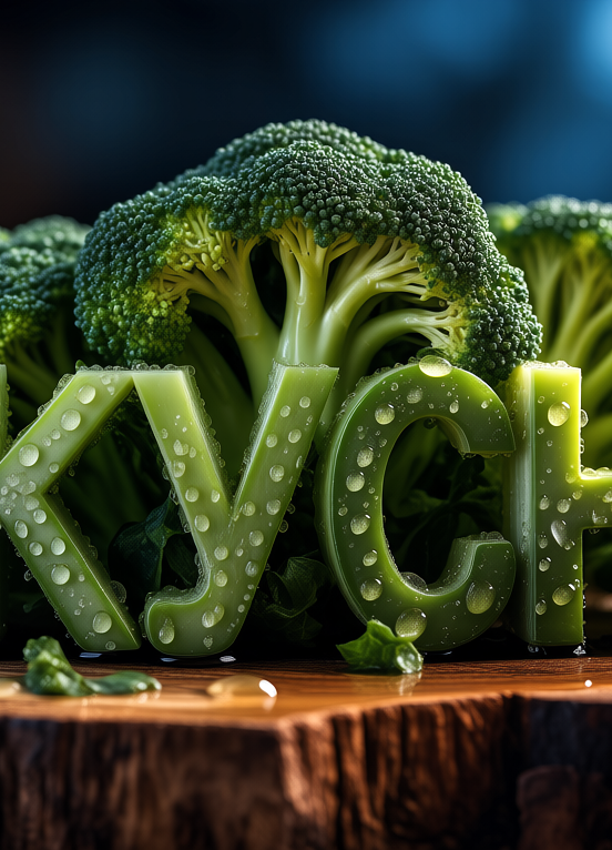 Word "DELICIOUS" from broccoli, Слово "ВКУСНО" из брокколи, oxsiondesign