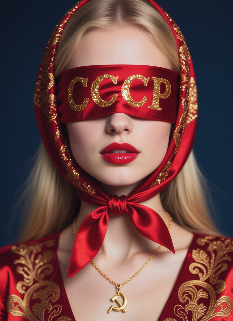 Girl with a blindfold and the inscription "USSR", Девушка с повязкой на глазах и надписью СССР, oxsiondesign