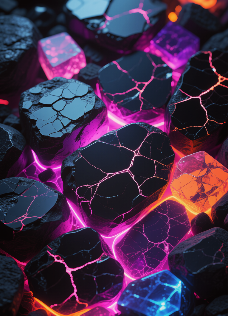 Black Neon Stones, Черные неоновые камни, oxsiondesign
