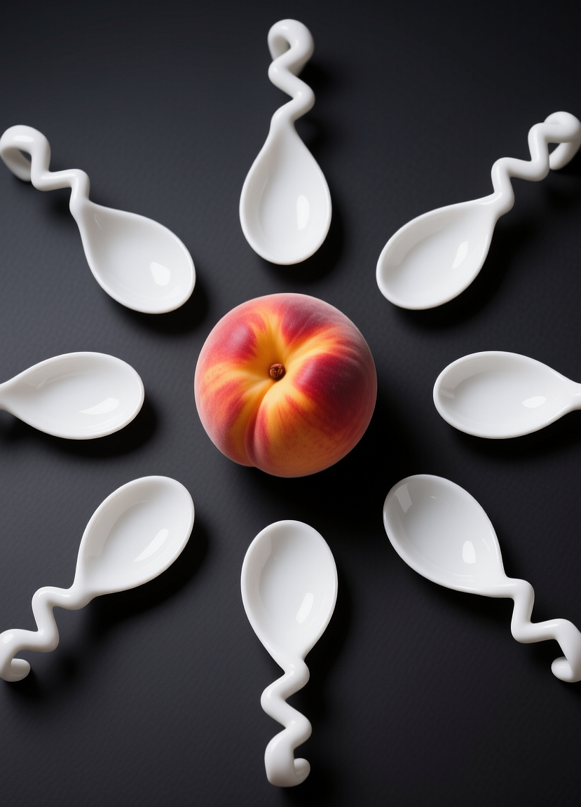 Peach with spoons, Персик с ложками, oxsiondesign