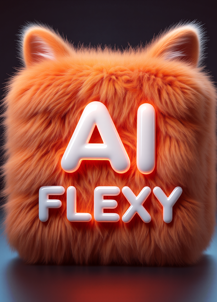Fluffy icon with the words "AI FLEXY", Пушистая иконка с надписью "AI FLEXY", oxsiondesign