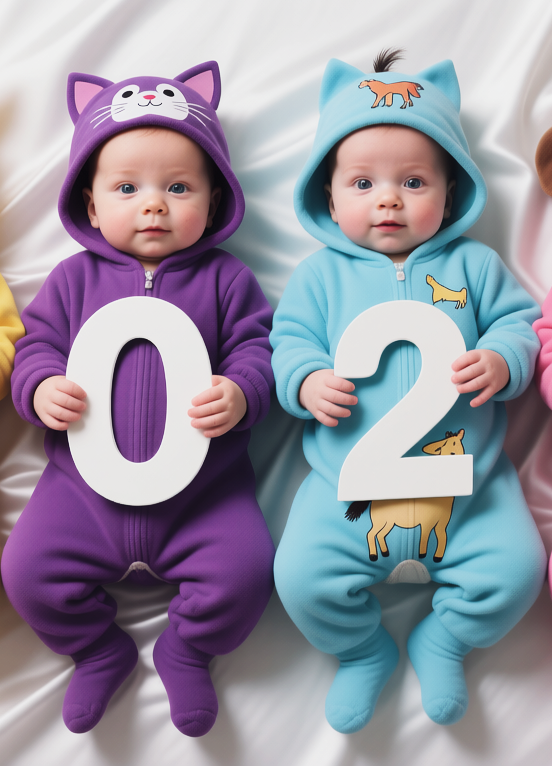 Four babies are holding the numbers 2026, Четверо младенцев держат в руках цифры 2026, oxsiondesign