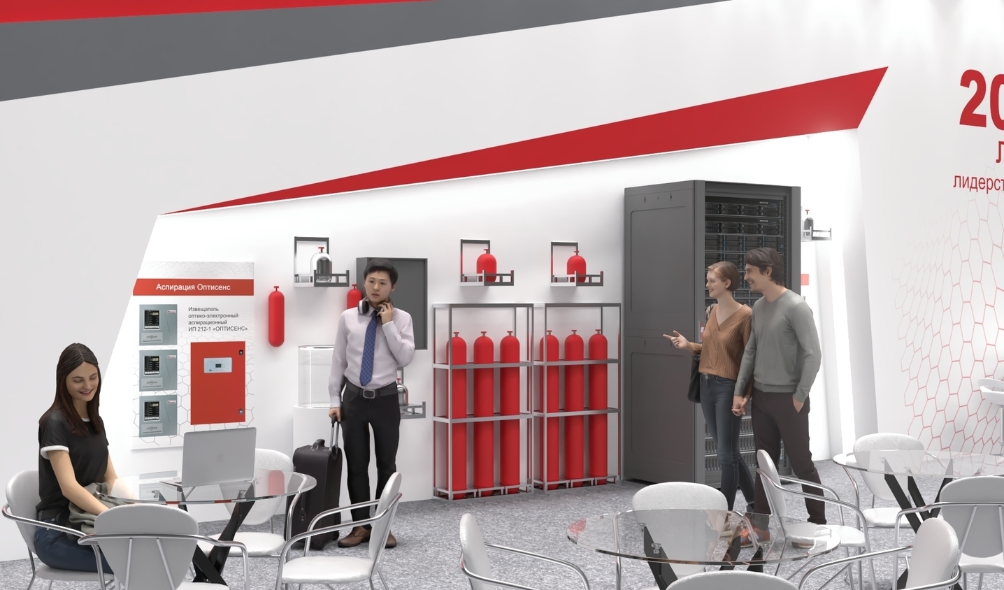 Exhibition stand design Pozhtehnika, Firepro, Дизайн выставочного стенда Пожтехника, oxsiondesign