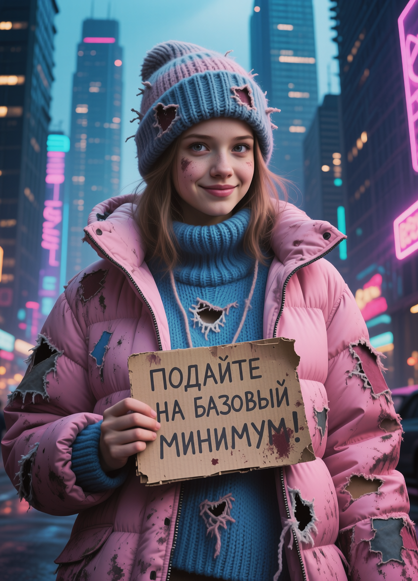 Glamorous poor girl with sign, Гламурная бедная девушка с табличкой, oxsiondesign