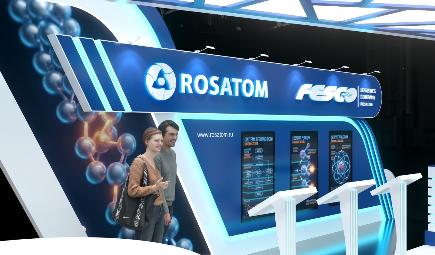 Exhibition stand design Rosatom, Дизайн выставочного стенда Росатом, oxsiondesign