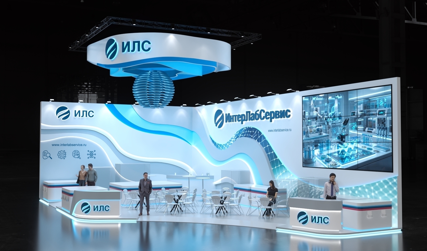 Exhibition stand design INTERLABSERVIS, Дизайн выставочного стенда ИНТЕРЛАБСЕРВИС, oxsiondesign