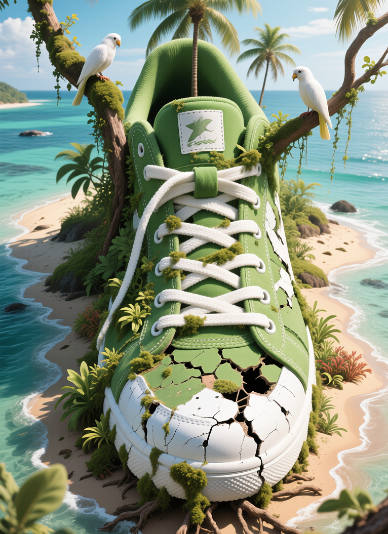 Sneaker grown into an island, Кроссовок вросший в остров, oxsiondesign