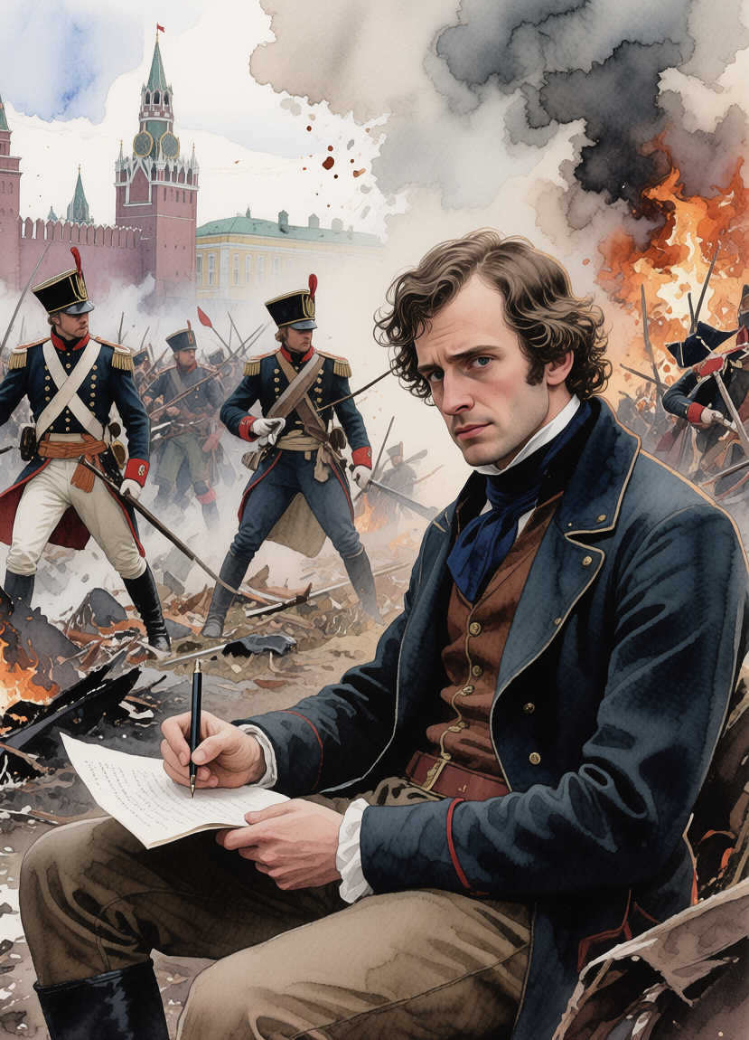 Mikhail Lermontov writes a poem, Михаил Лермонтов пишет стихотворение, oxsiondesign