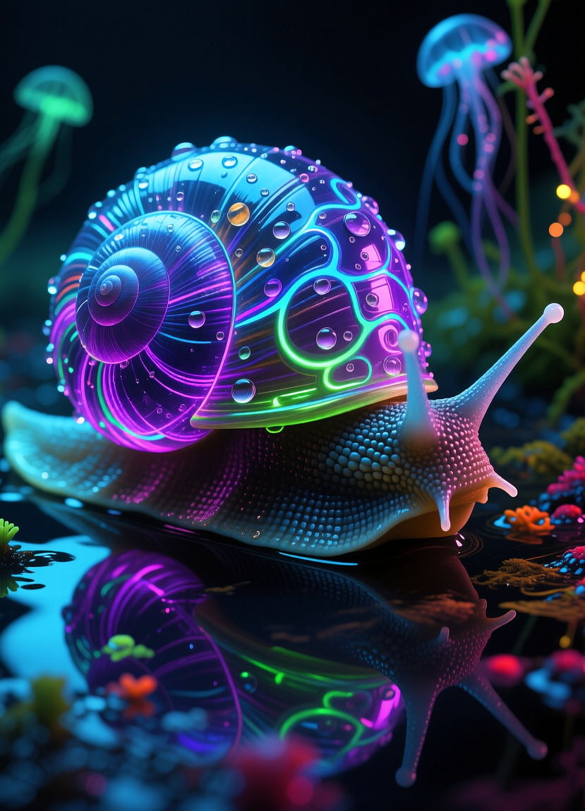 Neon snail, неоновая улитка, oxsiondesign