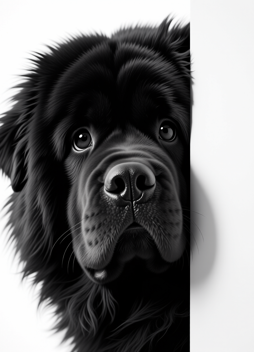 Black chow chow is looking around the corner, Черная чау чау смотрит из-за угла, oxsiondesign